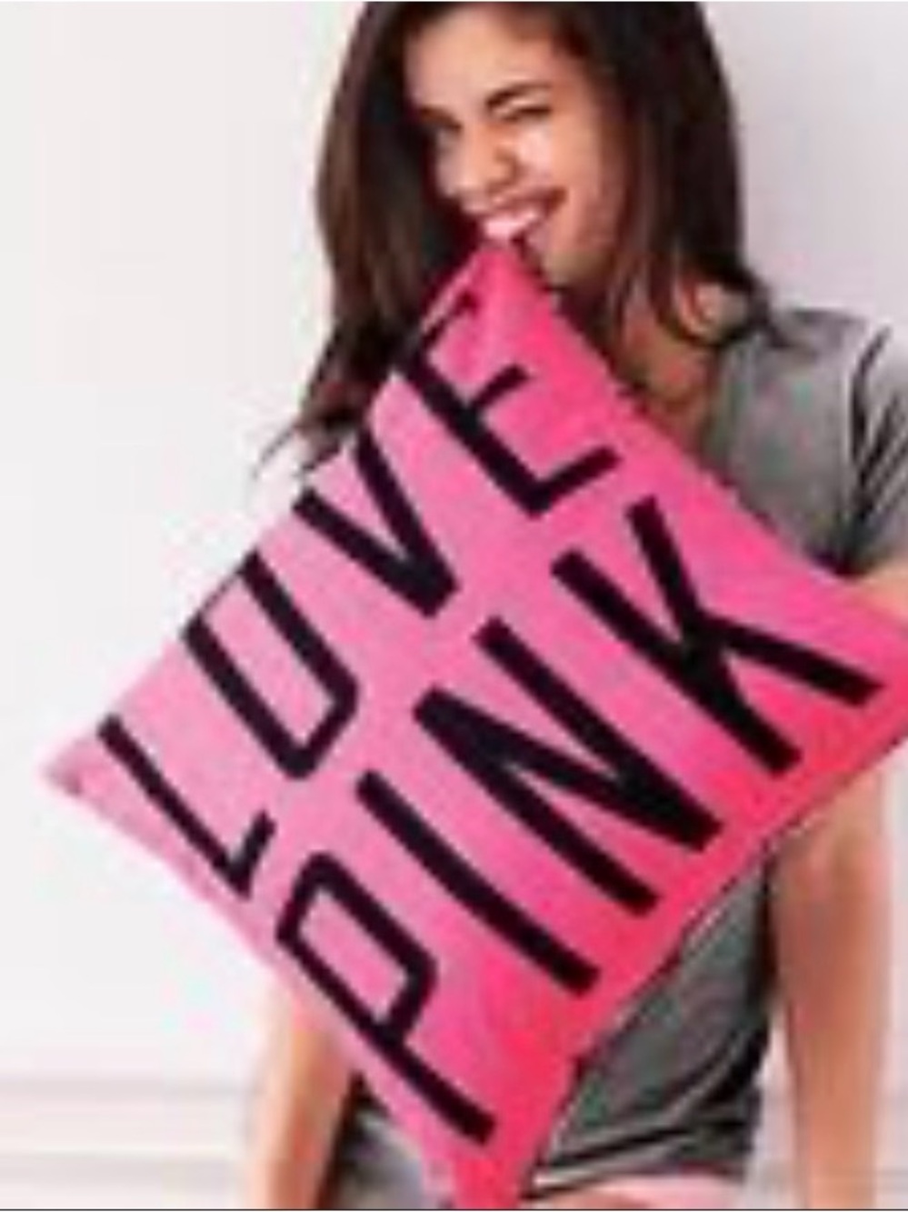 2 -Bright Pink "LOVE PINK" Graphic Pillow